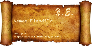 Nemes Elemér névjegykártya